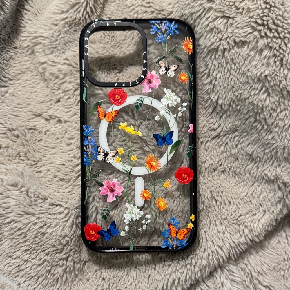 Casetify clear case with florals and butterflies iPhone 15 pro max